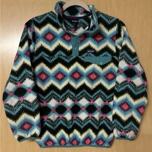 Girls Patagonia Multicolor Zigzag Fleece Pullover size 14